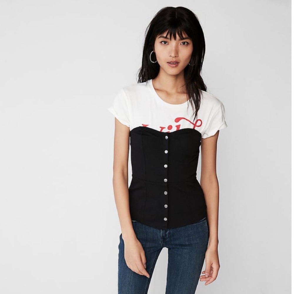 NWOT Pinstripe Snap Tube Top